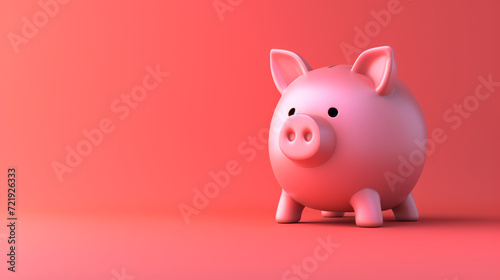 A cute piggy bank against a red and peach colour gradient background.