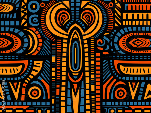 Hand drawn abstract seamless pattern, colorful, ethnic background, inca, african style - great for textiles, banners, wallpapers,design, illustration.