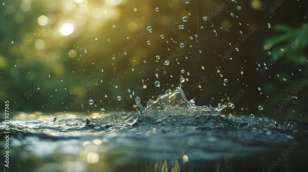 Water splashing with sunlight and bokeh effect Water splashing with sunlight and bokeh effect