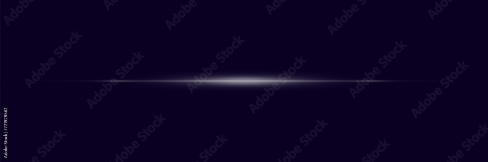 Horizontal flare of lens and light. Light beam and flash.