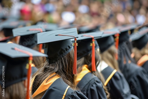 Milestone Achieved: Graduating University Women in Caps and Gowns