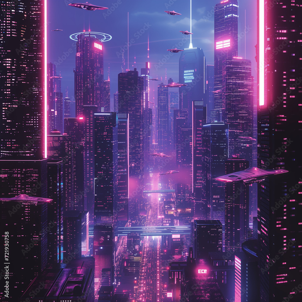 Synthwave Horizon: A Harmonious Fusion of Future and '80s Style in the Cityscape