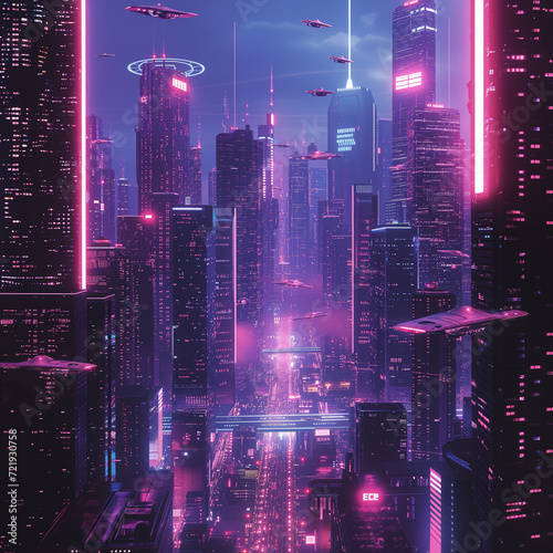 Synthwave Horizon  A Harmonious Fusion of Future and  80s Style in the Cityscape