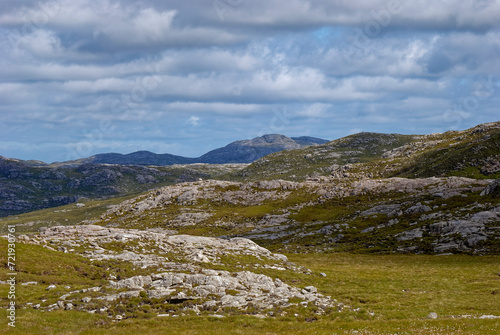 The craggy Interior of the northern part of the Isle of Lewis in the Hebrides, with its Granite and Gneiss Rocky outcrops set within the Moorland.