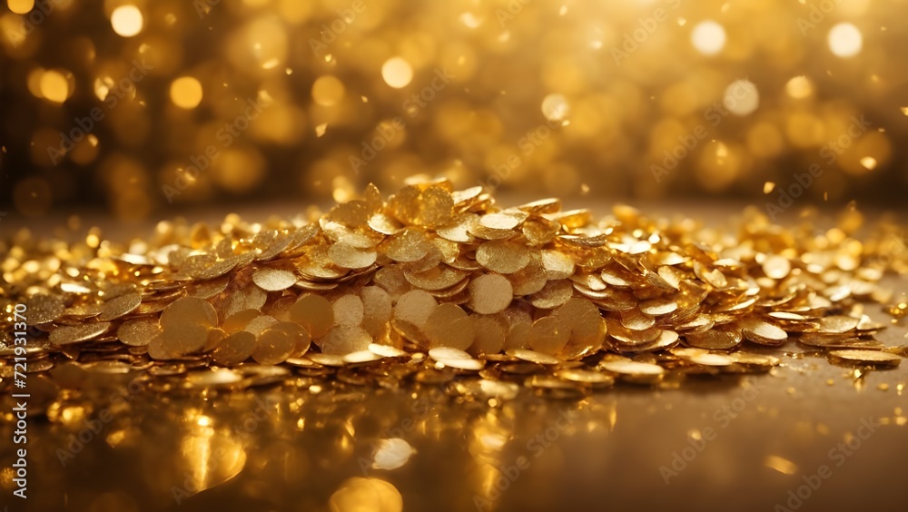 a close up of a gold glitter background. golden style like blurred background. packaging, gifts, banners, posters, greeting cards. AI generated a close up of a gold glitter background. golden style like blurred background. packaging, gifts, banners, posters, greeting cards. AI generated