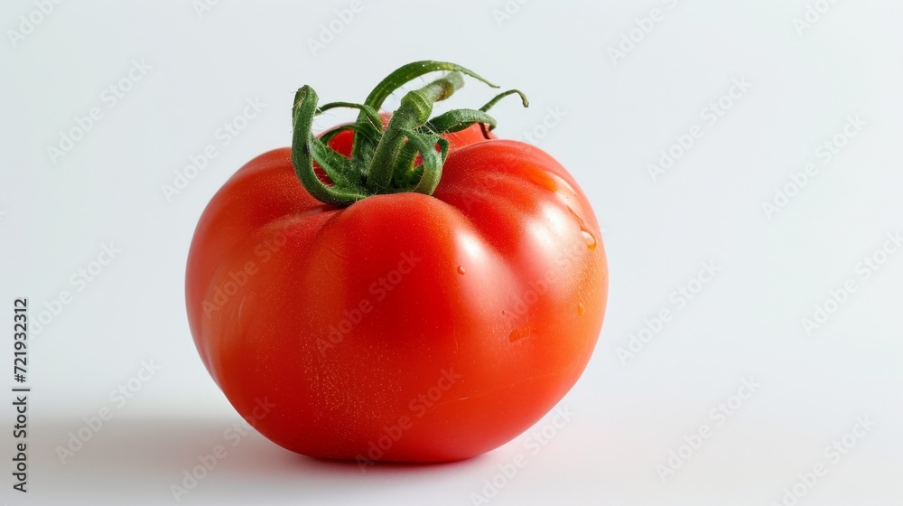 Red fresh tomato on a white background. Red vegetable closeup