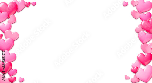 Pink frame with hearts for Valentine's day. Isolated on white background. For greeting card, banner, logo, sale