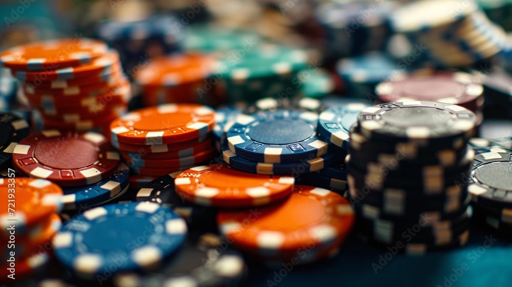 Background of poker chips. Concept of casino for business risk, opportunity, fortune or betting.