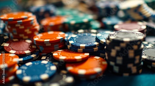 Background of poker chips. Concept of casino for business risk  opportunity  fortune or betting.