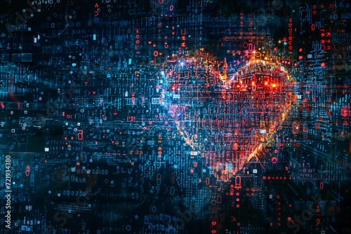 Digital Love Conceptual Artwork. Created with Generative AI