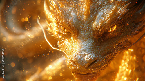 A close-up illustration of the Chinese Golden Dragon © ding