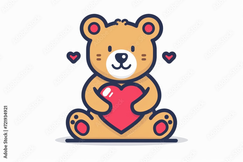 A heartwarming cartoon illustration of a lovable teddy bear holding a heart, evoking feelings of love and warmth through its cute and playful style A heartwarming cartoon illustration of a lovable teddy bear holding a heart, evoking feelings of love and warmth through its cute and playful style