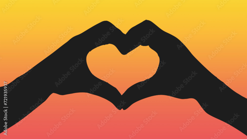 Fototapeta premium silhouette of hands holding heart 