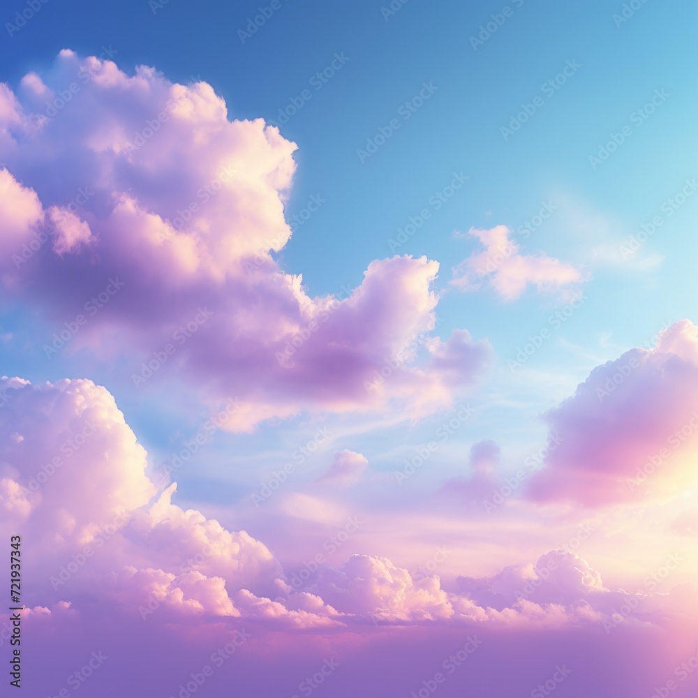 Pastel sky, cloud, and sunlight. color gradient background