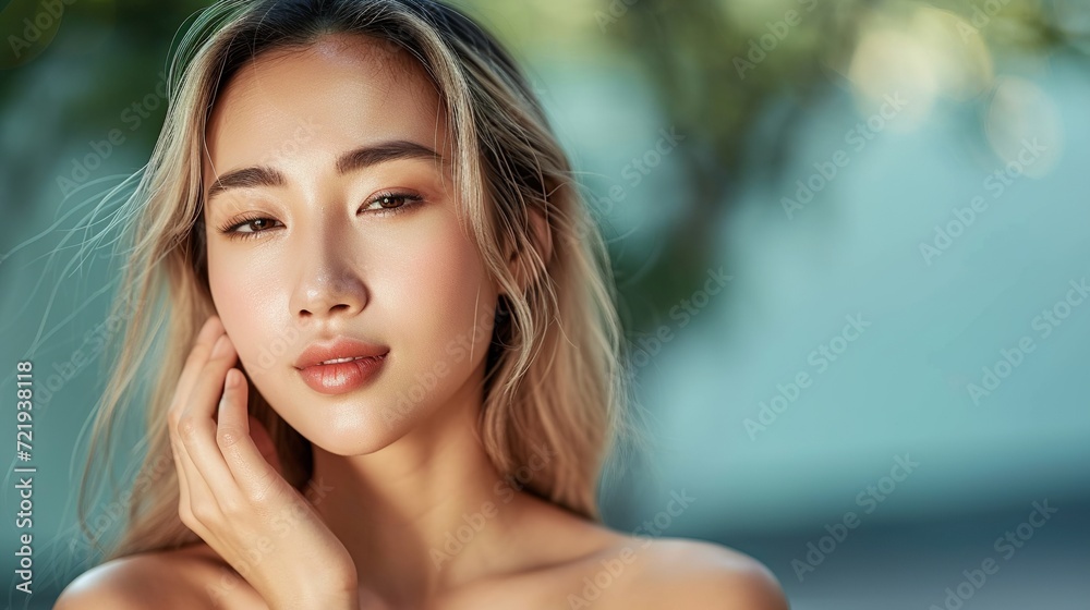 Captivate with a beautiful woman's face against a natural background. Explore the perfect blend of beauty and nature in every glance. Generative AI Captivate with a beautiful woman's face against a natural background. Explore the perfect blend of beauty and nature in every glance. Generative AI