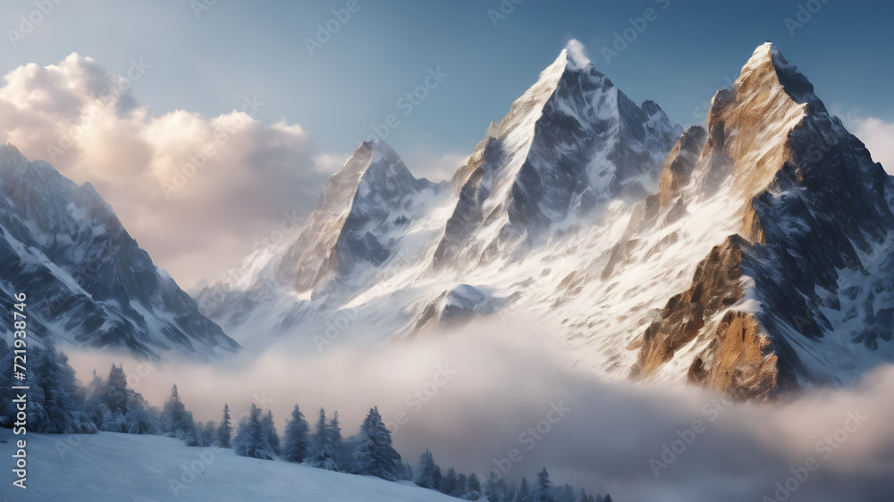 Snow covered mountains in winter, Swiss mountains in winter, Snow mountain landscape wallpaper, snow mountain images, mountain wallpaper