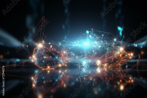 Abstract quantum entanglement concept. Generative AI photo