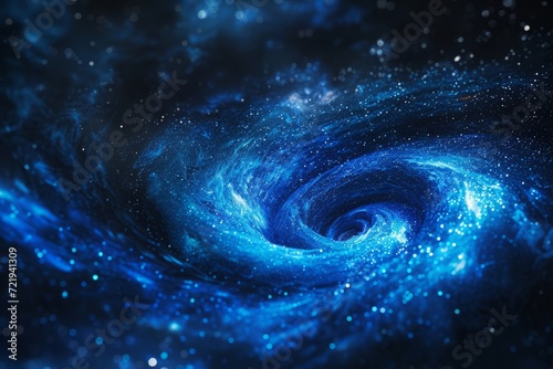 A mesmerizing galaxy swirl in deep blue, capturing the vast beauty and mystery of the cosmos.