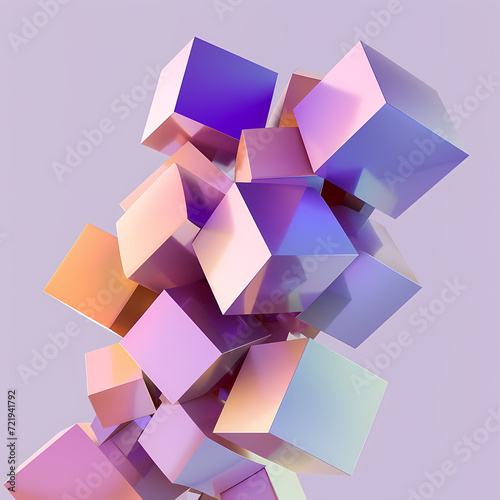 3d geometric render, colorful abstract cube design, background