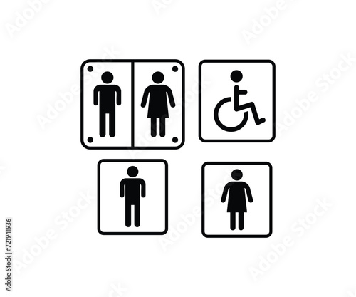 toilet sign icon wc bathroom vector design simple outline black white color illustration collections isolated