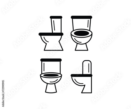 toilet seat icons wc bathroom simple black white vector design illustration element isolated