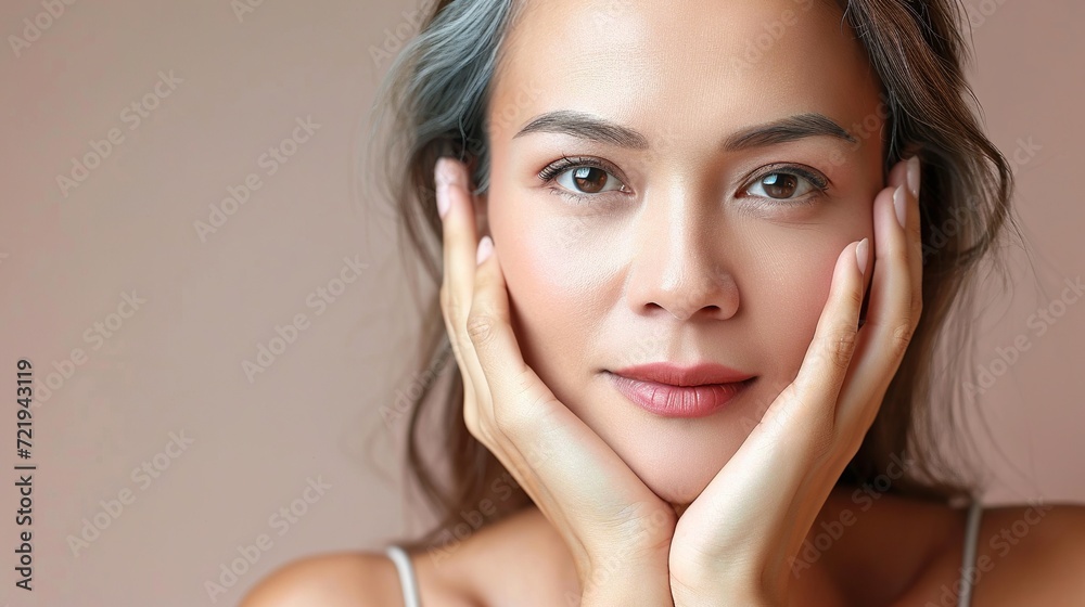 Rediscover beauty with our middle-aged woman. Embrace timeless elegance and radiant charm. Generative AI Rediscover beauty with our middle-aged woman. Embrace timeless elegance and radiant charm. Generative AI