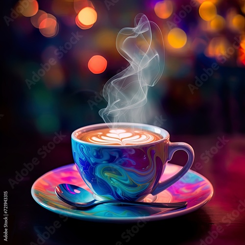 Wallpaper Mural Magical Neon Coffee Cup Background Torontodigital.ca