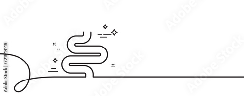 Intestine line icon. Continuous one line with curl. Healthy bowel, digestion sign. Intestines colonoscopy symbol. Intestine single outline ribbon. Loop curve pattern. Vector