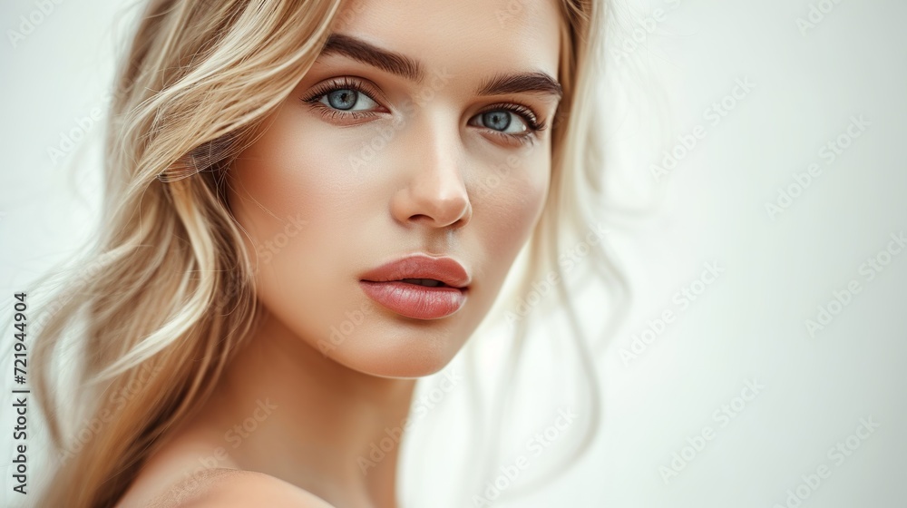 Elevate visuals with a portrait of a European beauty against a pristine white background. Explore timeless elegance in every detail. Elevate visuals with a portrait of a European beauty against a pristine white background. Explore timeless elegance in every detail.