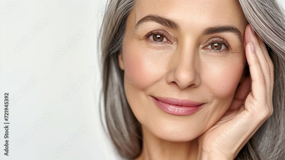 Rediscover beauty with our middle-aged woman. Embrace timeless elegance and radiant charm. Generative AI Rediscover beauty with our middle-aged woman. Embrace timeless elegance and radiant charm. Generative AI