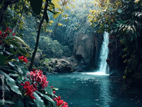 a waterfall in a forest