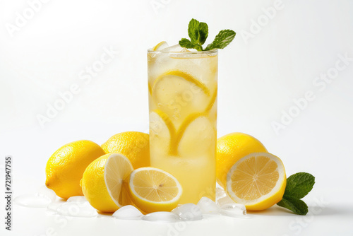 Tarhun extract lemonade, elegantly isolated on a white background