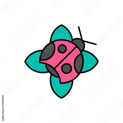 Ladybug or ladybird in lineal color icon. Summer vacation element graphic resources for many purposes.