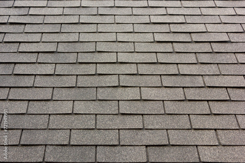 Close up of new rubber roof tiles with gray color