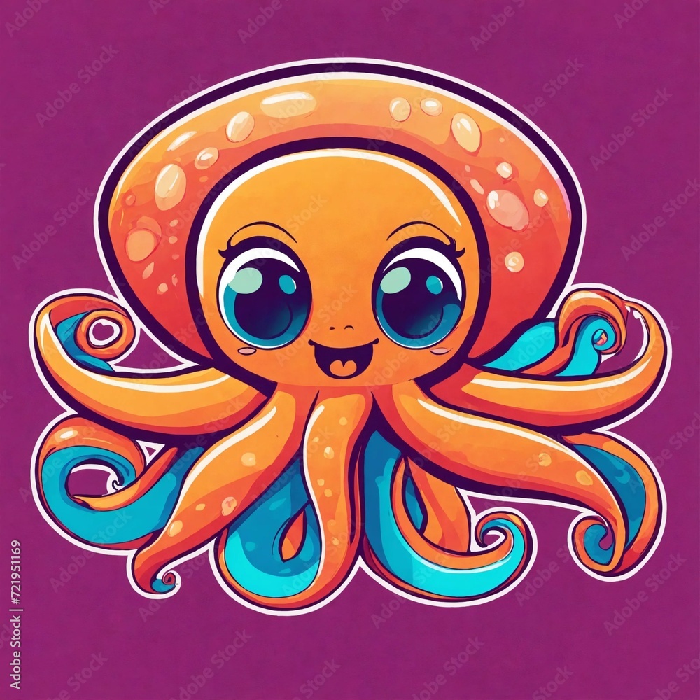 Fototapeta premium Cute Octopus Vector Logo: A Playful and Adorable Octopus Design in Vector Format. Perfect for Adding Whimsy and Charm to Your Graphic Design Projects. Explore the Delightful Underwater World