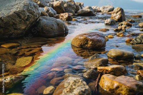 a rainbow in a river