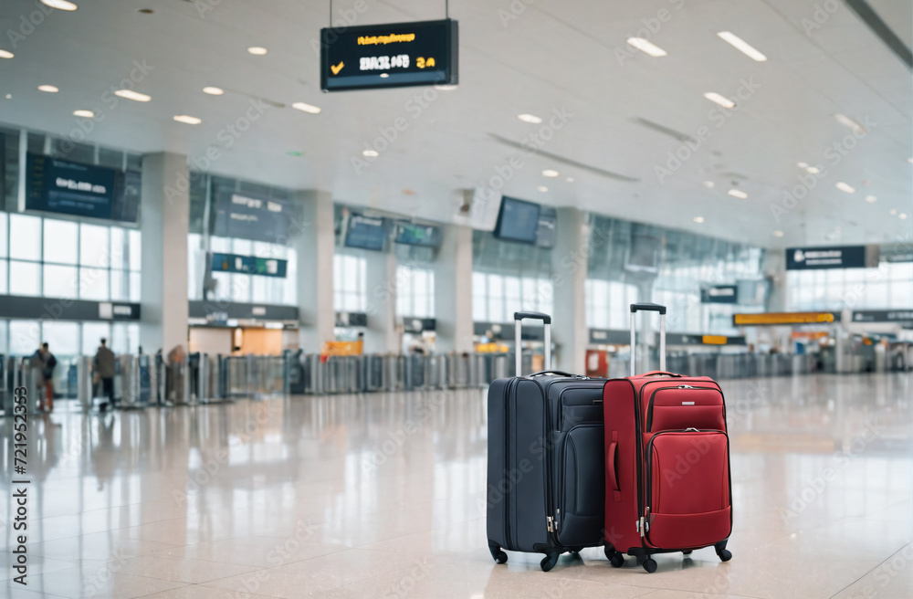 suitcases for luggage at the airport, vacation, holiday travel concept