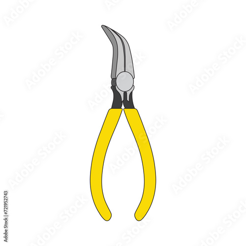 Kids drawing Cartoon Vector illustration curved nose pliers icon Isolated on White Background