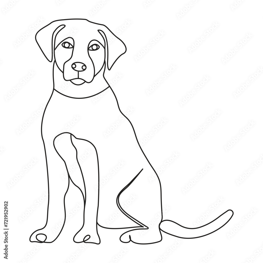 Fototapeta premium Continuous Single line drawing of dog outline vector art illustration.