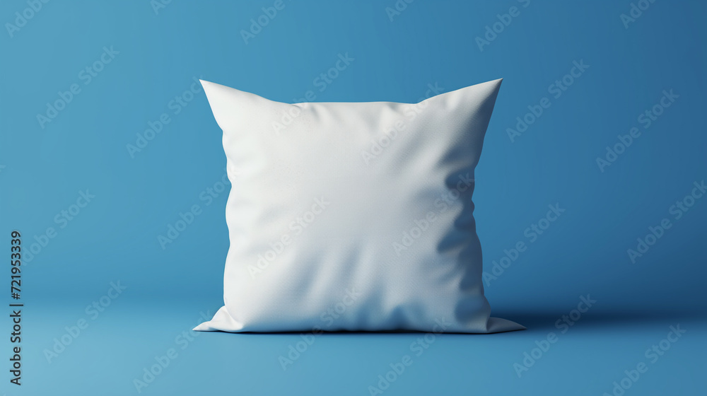 blue simple background, white pillow, World Sleep day blue simple background, white pillow, World Sleep day