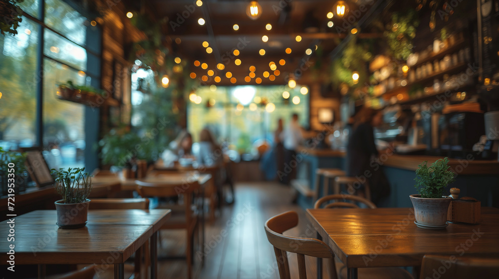 Blur coffee shop or cafe restaurant, Blurred restaurant background with some people and chefs and waiters working Blur coffee shop or cafe restaurant, Blurred restaurant background with some people and chefs and waiters working