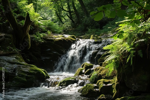 a waterfall in a forest