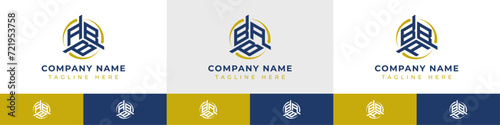Letters ABB, BAB, BBA Monogram Logo Set, suitable for any business with ABB, BAB, BBA initials
