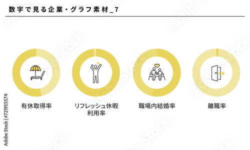 数字で見る企業・グラフ素材セット_7、ベクター