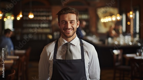 An image of a male waiter who is feeling happy and enthusiastic.