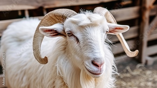 a white goat with horns © sam