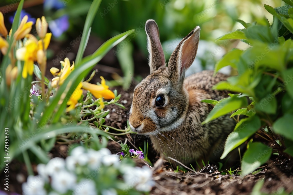 Fototapeta premium a rabbit in a garden