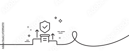 Security agency line icon. Continuous one line with curl. Cyber defence sign. Private protection symbol. Security agency single outline ribbon. Loop curve pattern. Vector