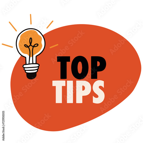 Top tips design vector with bulb label icon illustration