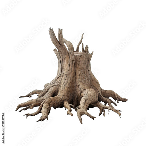 old dead tree stump and roots png